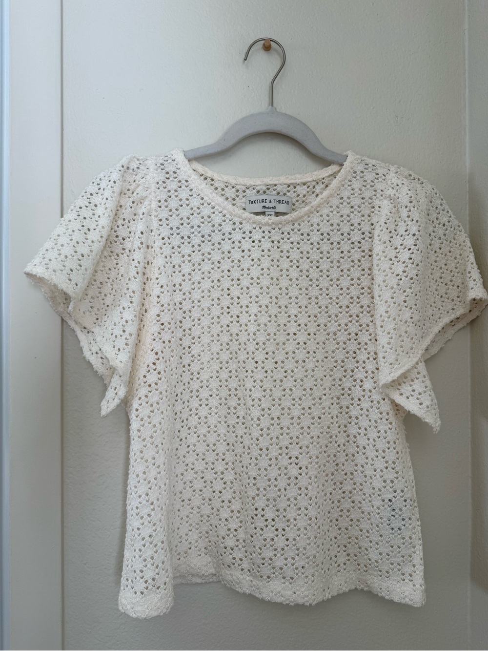 Madewell Texture & Thread Eyelet Flutter-Sleeve Top